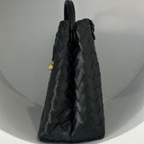 PL Woven Leather Bag | BLACK