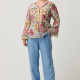 OPHELIA TENCEL Embroidered Pant | CORNFLOWER
