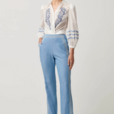 OPHELIA TENCEL Embroidered Pant | CORNFLOWER