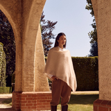 BRUSHED Pure Cashmere Poncho | FAWN