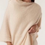 BRUSHED Pure Cashmere Poncho | FAWN