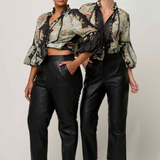 MONTOYA Leather Straight Leg Pant | ONYX