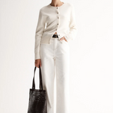 SASCHIA Knit Cardigan | WHITE MARLE