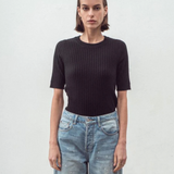 Cashmere Blend S/S Rib | BLACK