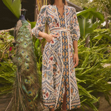 ALEXIS Silk Cotton Midi Dress