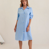 LINEN Collared Button Thru Dress | CHAMBRAY