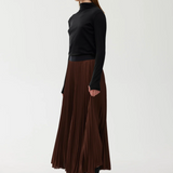 GOLDIE Pleat Skirt | CHOCOLATE