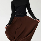 GOLDIE Pleat Skirt | CHOCOLATE