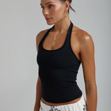 KNIT HALTER Top | BLACK