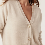 PURE CASHMERE V Cardigan | OATMEAL