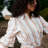 LUCINDA Blouse | PEONY/ANTIQUE STRIPE