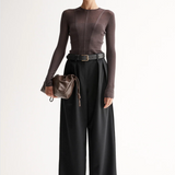 SILIA Knit Top | CHOCOLATE