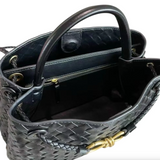 PL Woven Leather Bag | BLACK