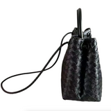 PL Woven Leather Bag | BLACK