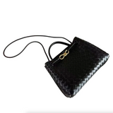 PL Woven Leather Bag | BLACK