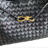 PL Woven Leather Bag | BLACK