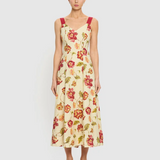 ODESSA Midi Dress | BUTTER/RED