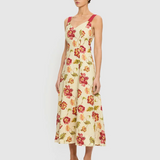 ODESSA Midi Dress | BUTTER/RED