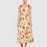 ODESSA Midi Dress | BUTTER/RED