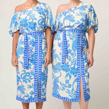 ZENOBIA Midi Skirt | AZURE MOSAIC
