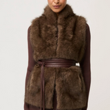 HAZEL Faux Fur Vest | WALNUT