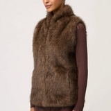 HAZEL Faux Fur Vest | WALNUT