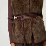 HAZEL Faux Fur Vest | WALNUT