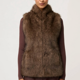 HAZEL Faux Fur Vest | WALNUT