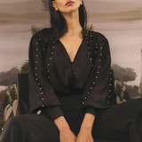 MARCELA Pearl Shirt | BLACK