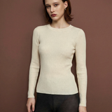 VAMP Ribbed Keyhole Crew | IVORY