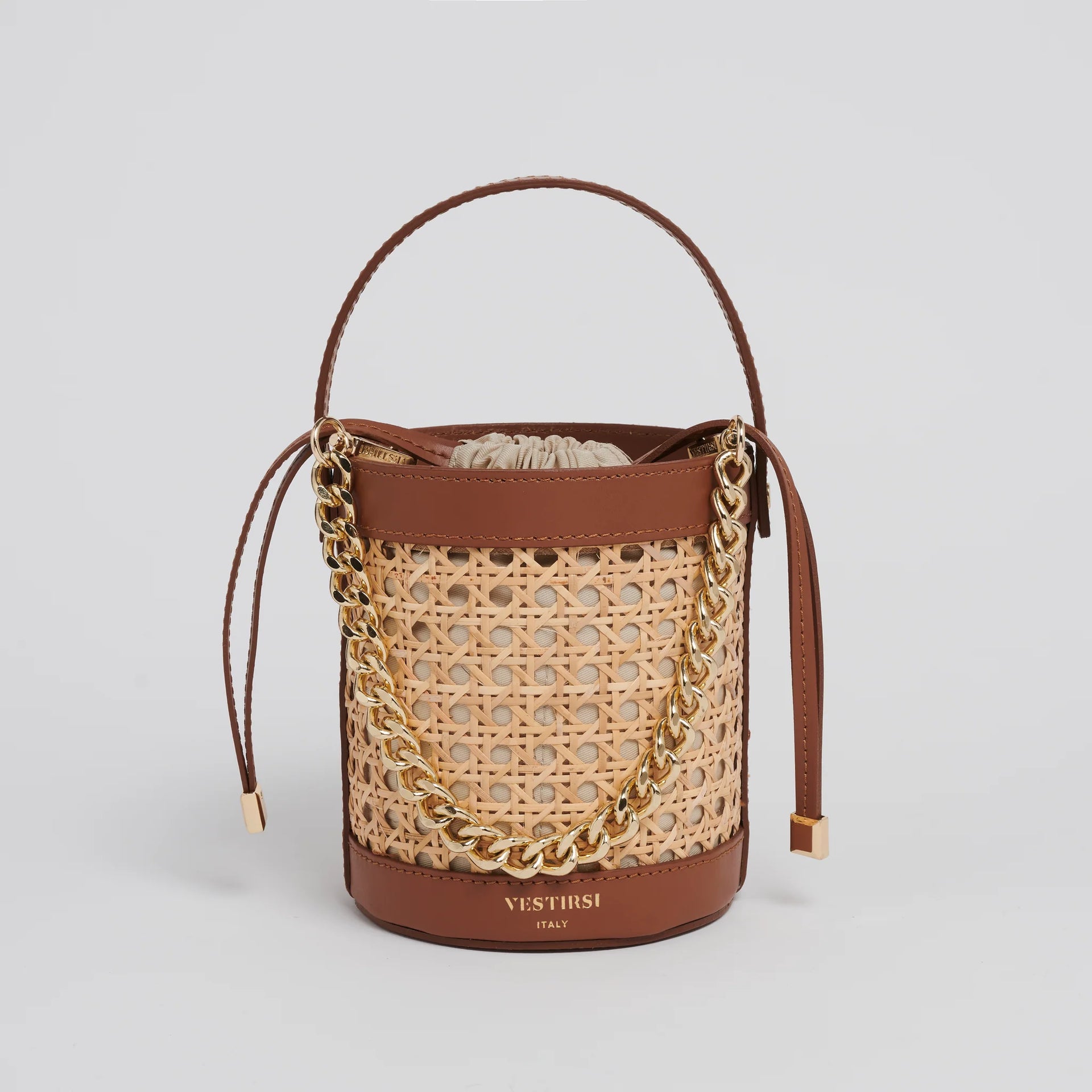 Brittany Tan Rattan Bucket Bag Kirk Co Boutique
